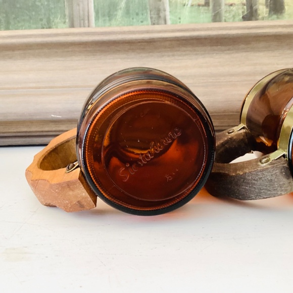 2 Vintage Siesta Ware Amber Glass Wood Handle Collectible Coffee Mug, Beer 12 oz - Picture 6 of 8